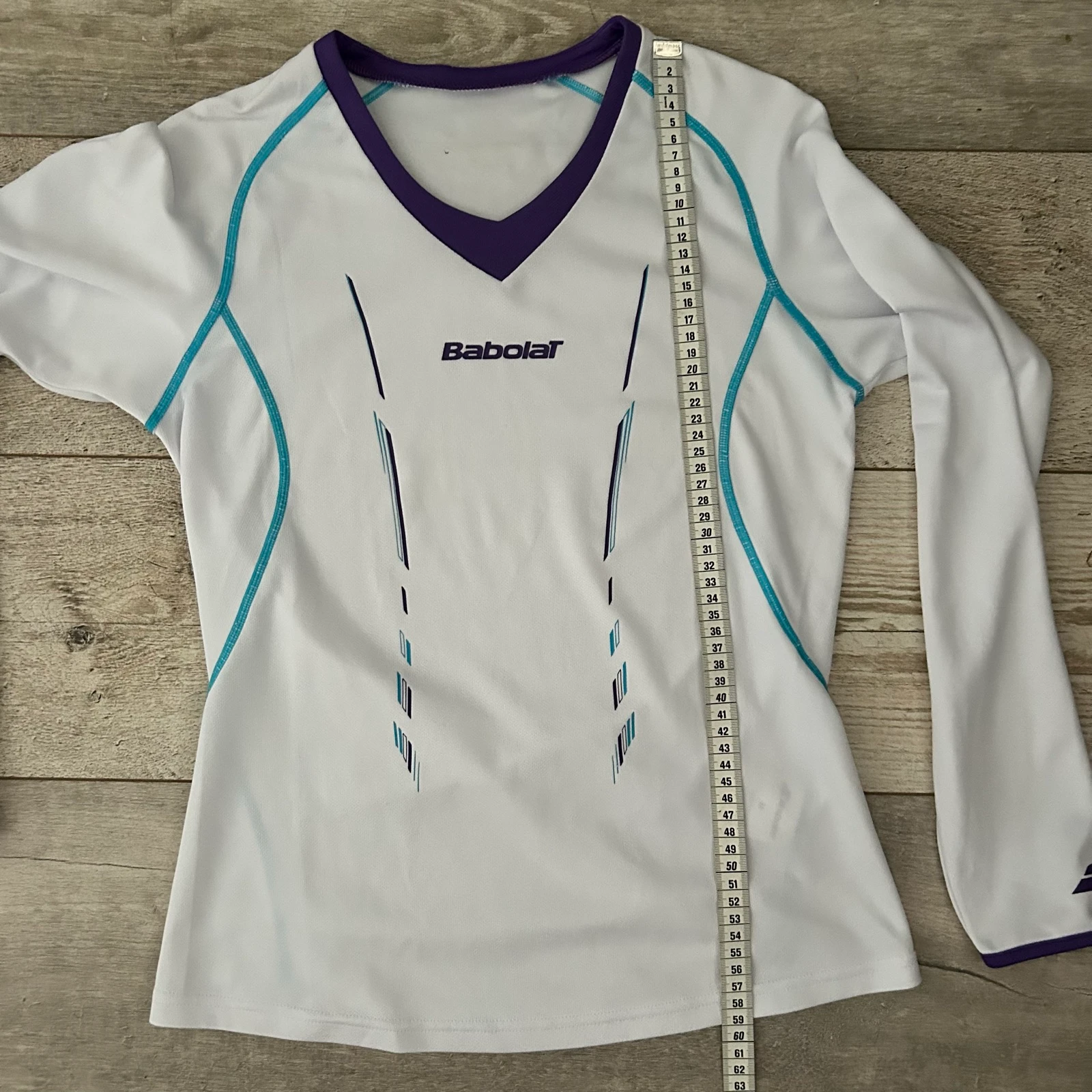 Babolat Sports Shirt / Tennis Shirt Long Sleeve – White / Purple / Blue – Size M – photo 12